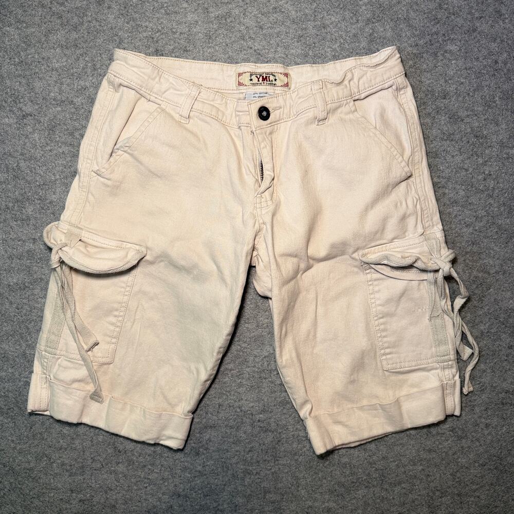 YMI Women's Cargo Short 09 Beige Casual Stretch Cotton Blend